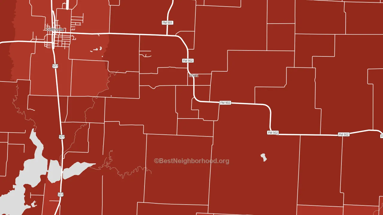 Ethel, TX block-group political-lean map