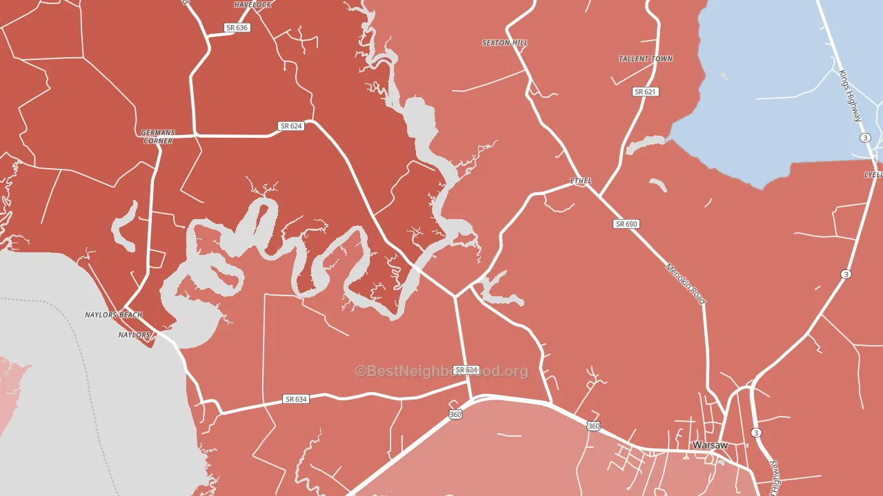 Ethel, VA block-group political-lean map