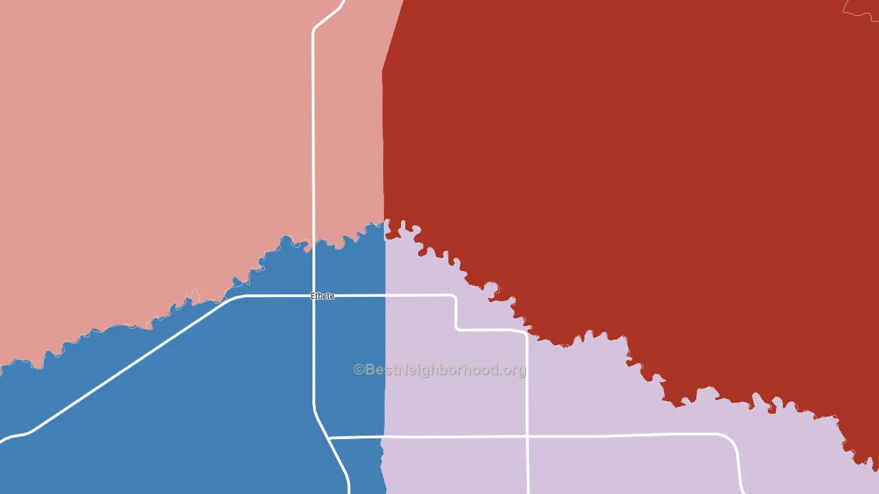 Ethete, WY block-group political-lean map