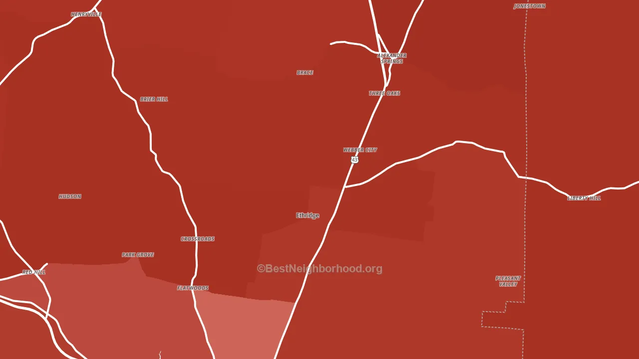 Ethridge, TN block-group political-lean map