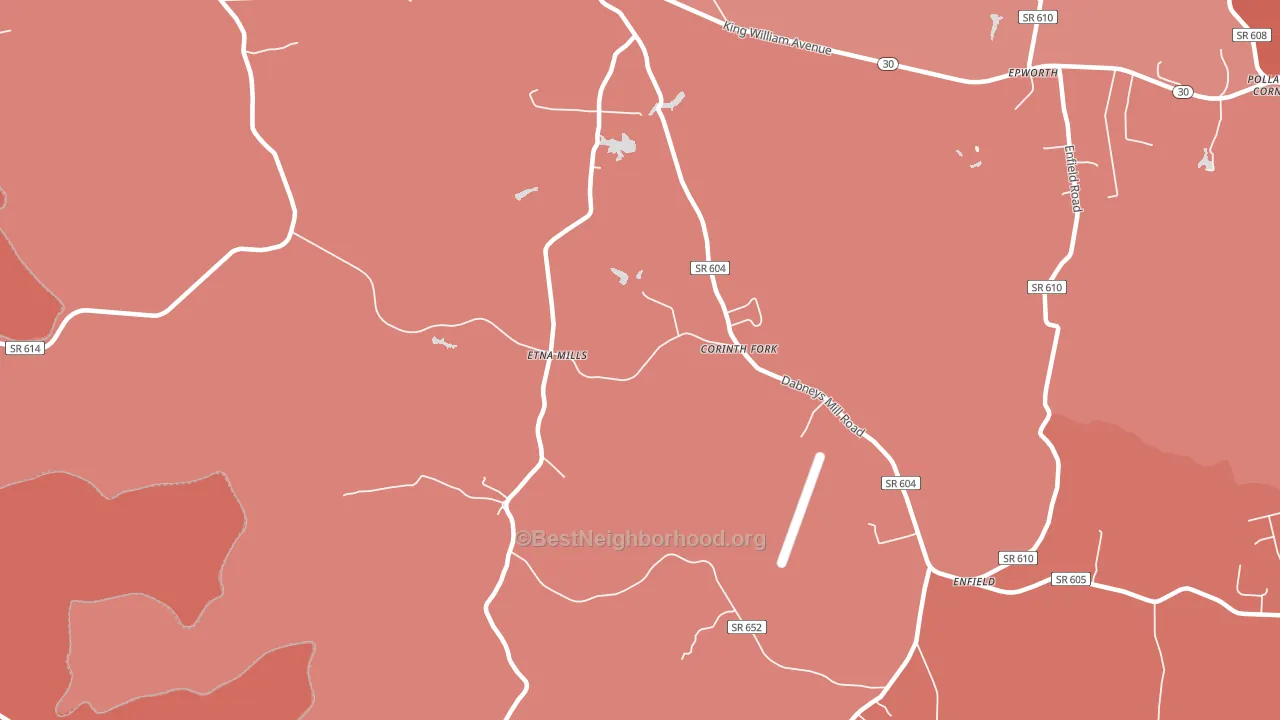 Etna Mills, VA block-group political-lean map