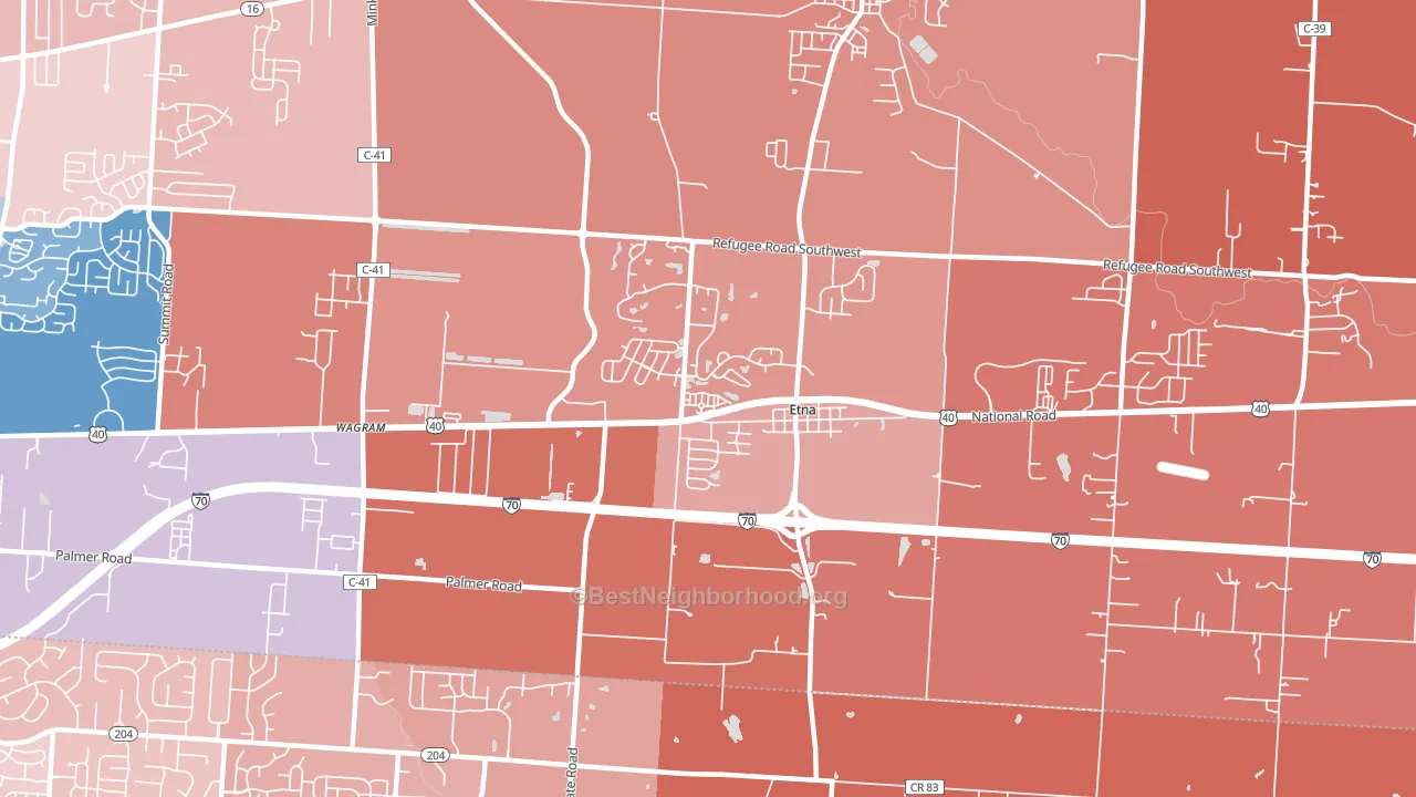 Etna, OH block-group political-lean map