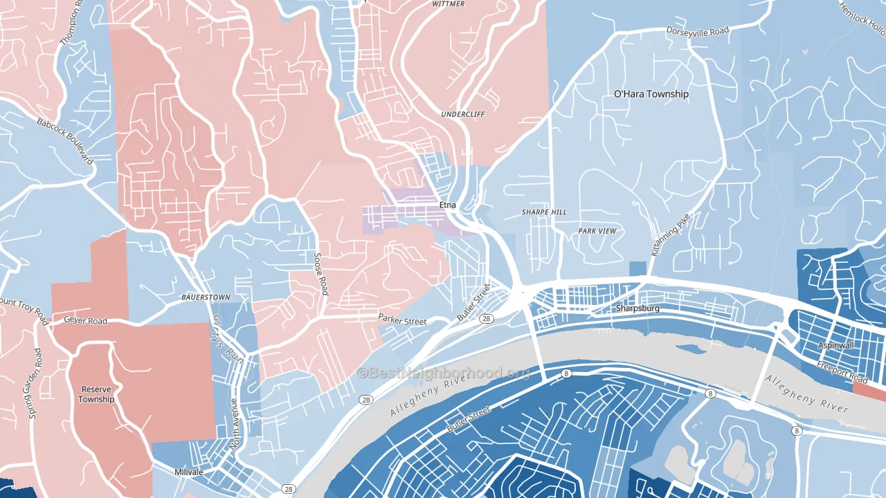 Etna, PA block-group political-lean map