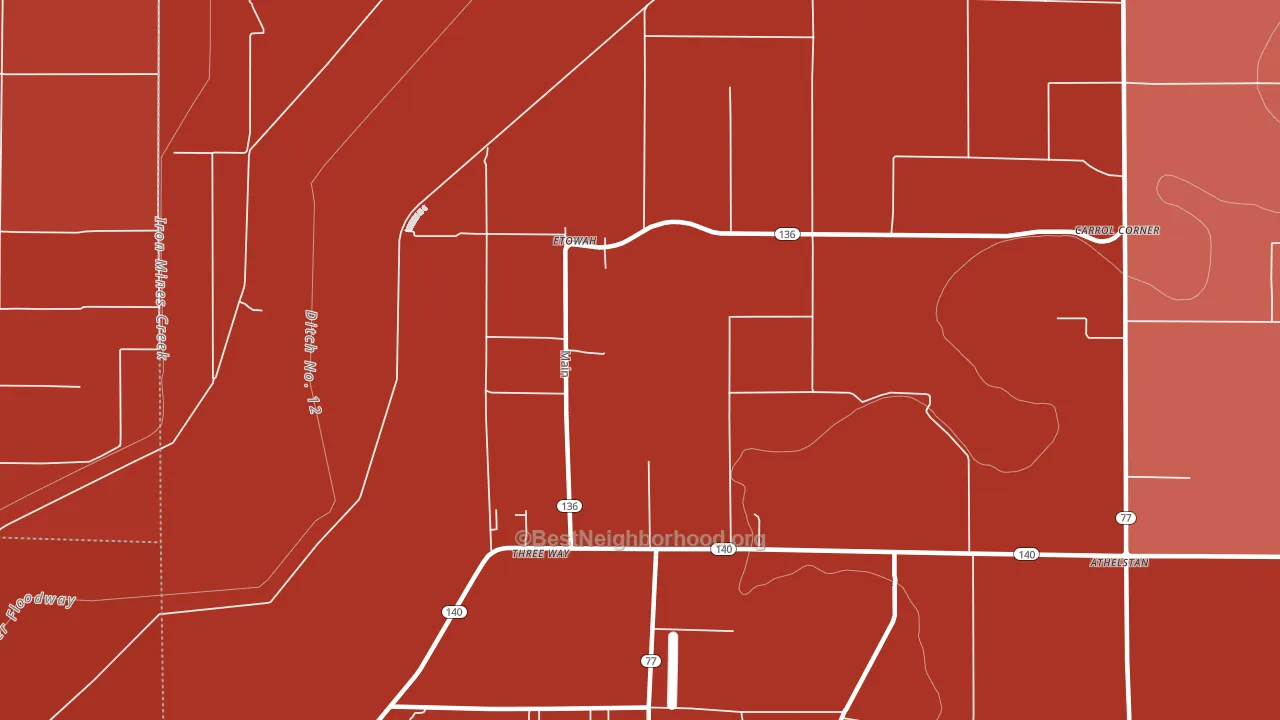 Etowah, AR block-group political-lean map