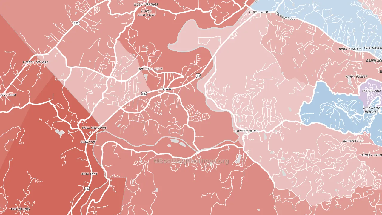 Etowah, NC block-group political-lean map
