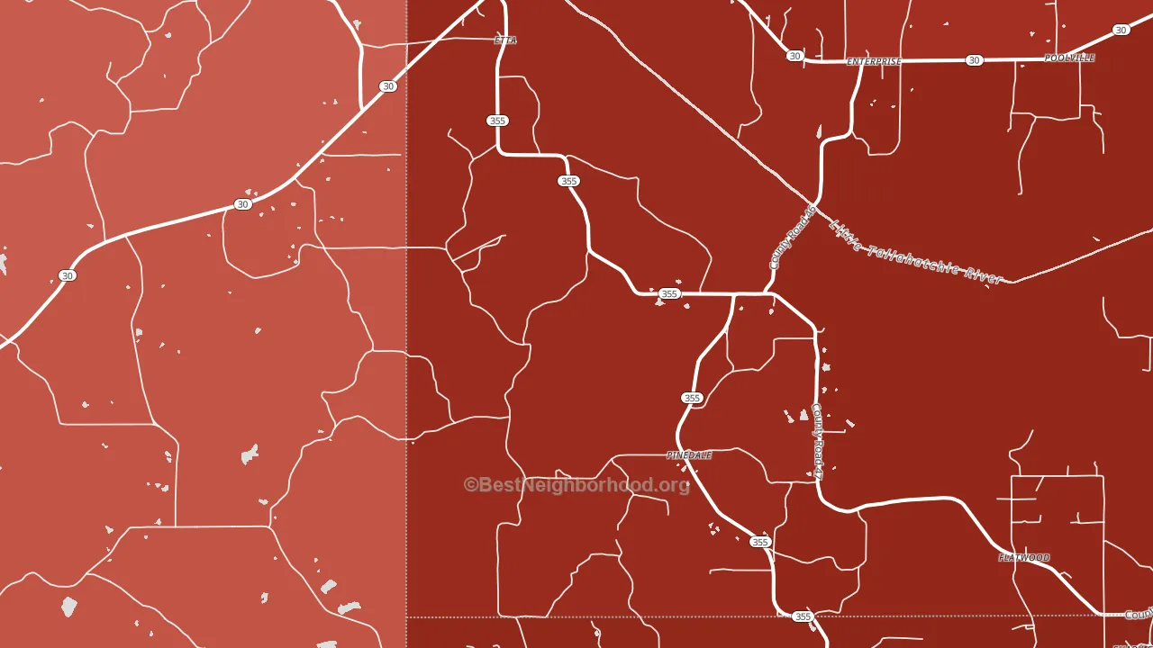 Etta, MS block-group political-lean map
