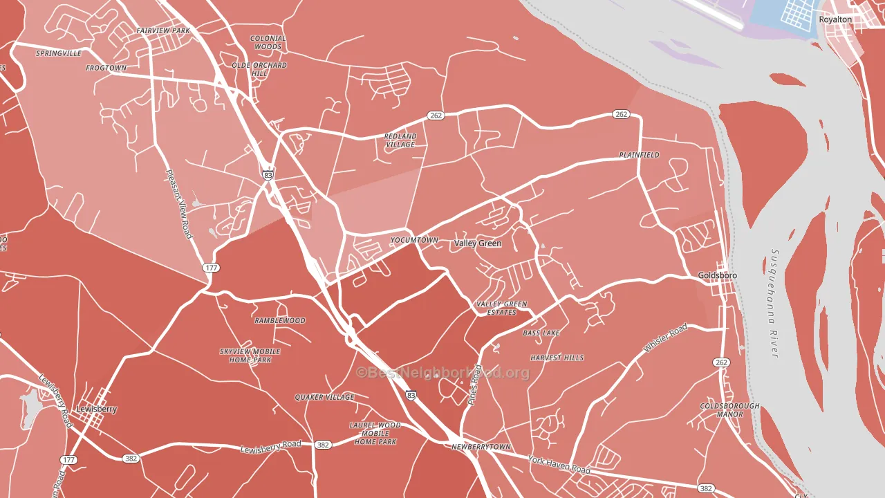 Etters, PA block-group political-lean map