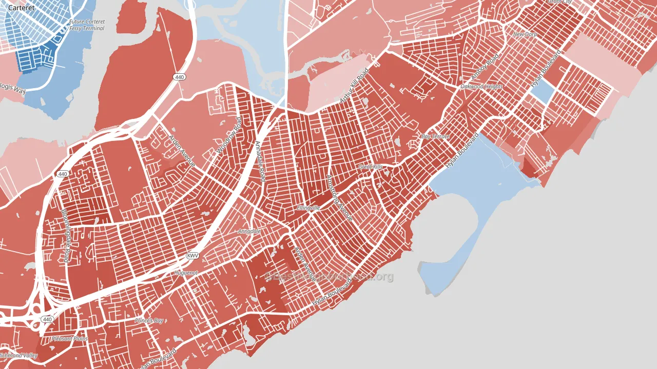 Ettingville, Staten Island, NY block-group political-lean map