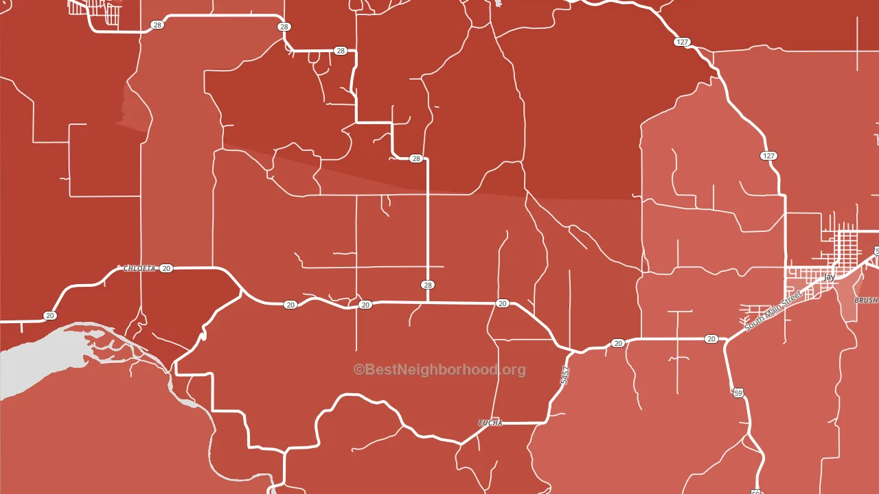 Eucha, OK block-group political-lean map