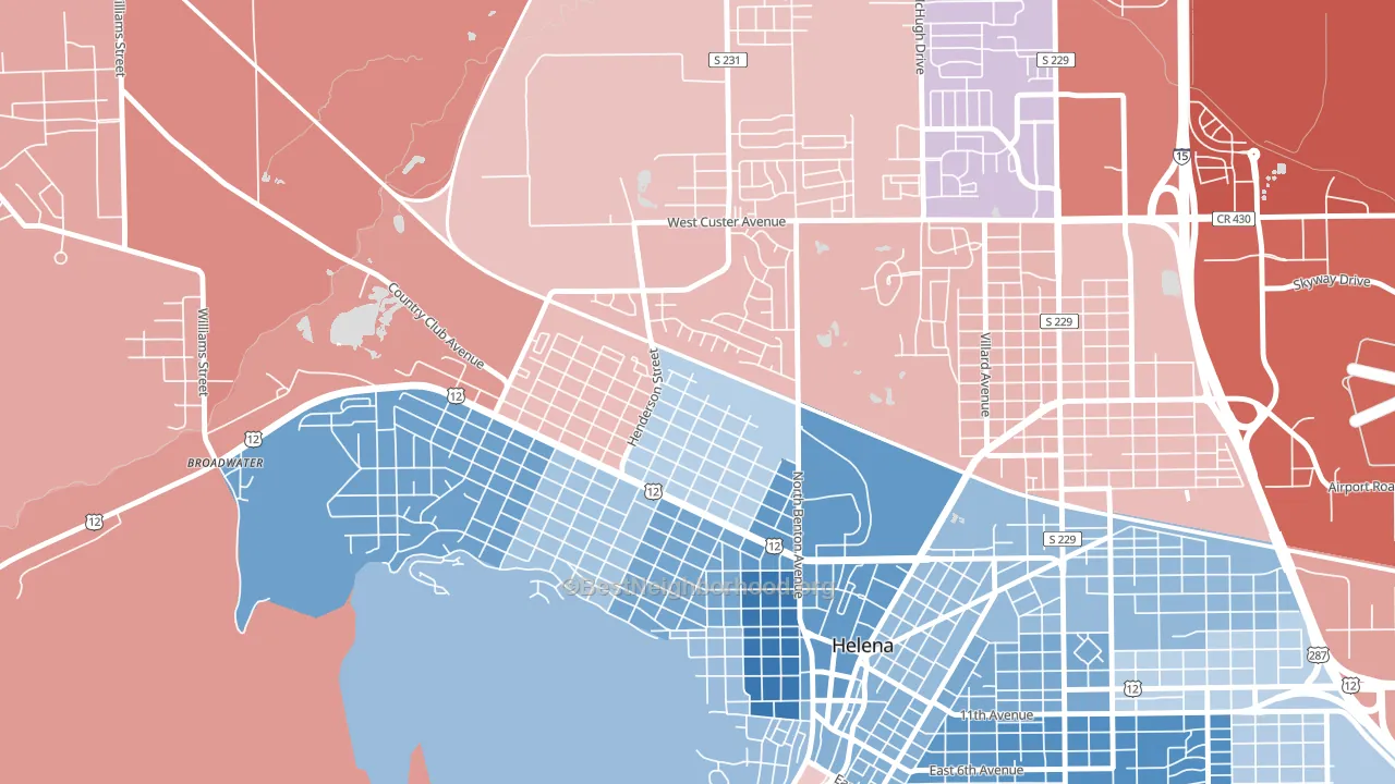 Euclid Ave North, Helena, MT block-group political-lean map