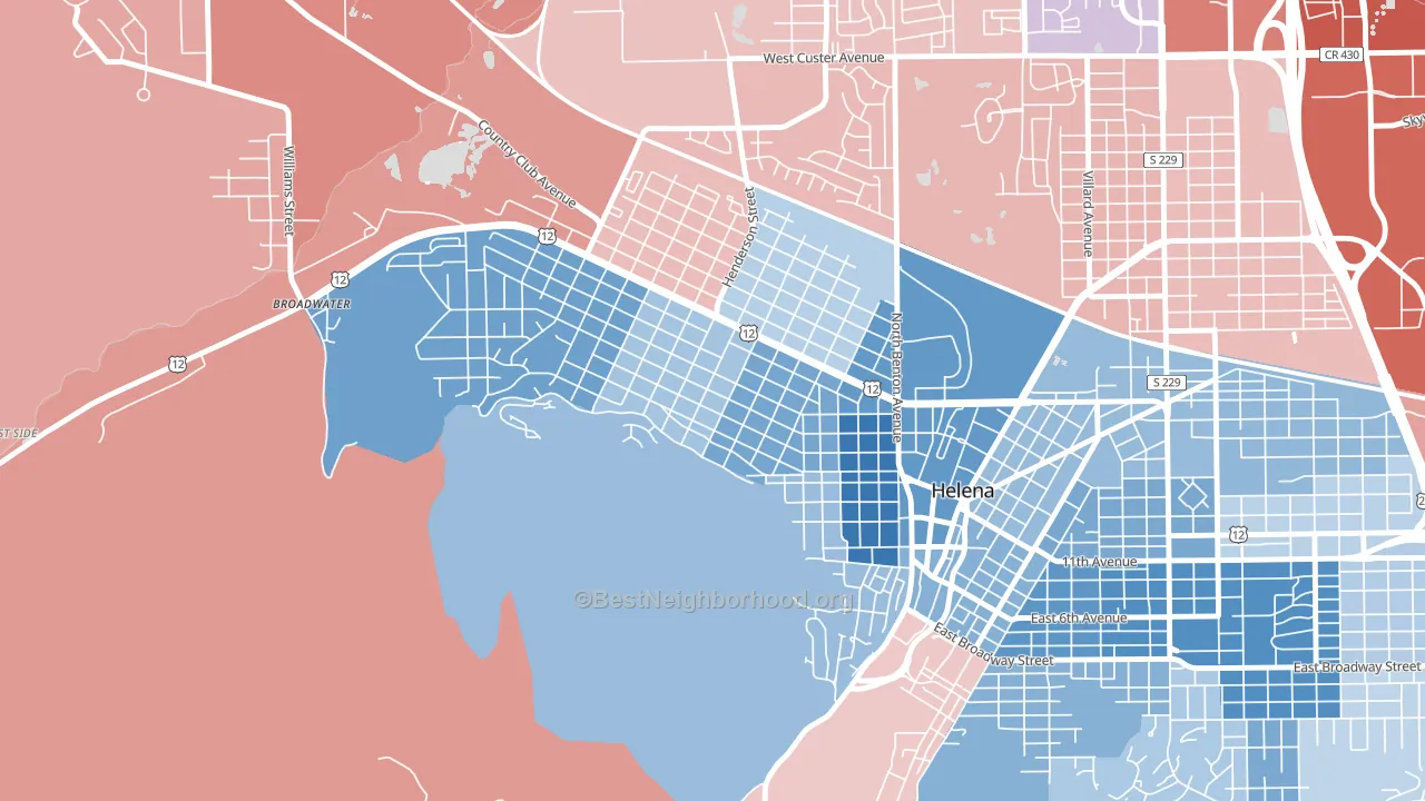 Euclid Ave South, Helena, MT block-group political-lean map