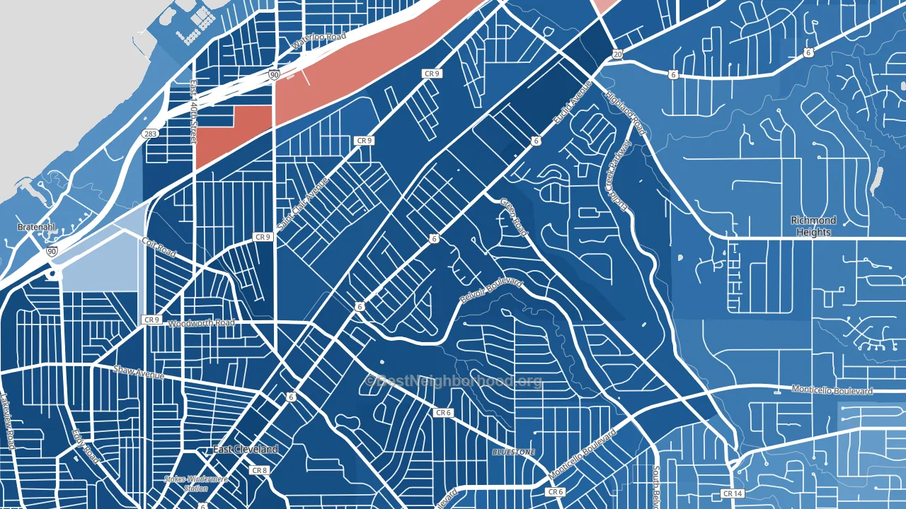 Euclid-Green, Cleveland, OH block-group political-lean map