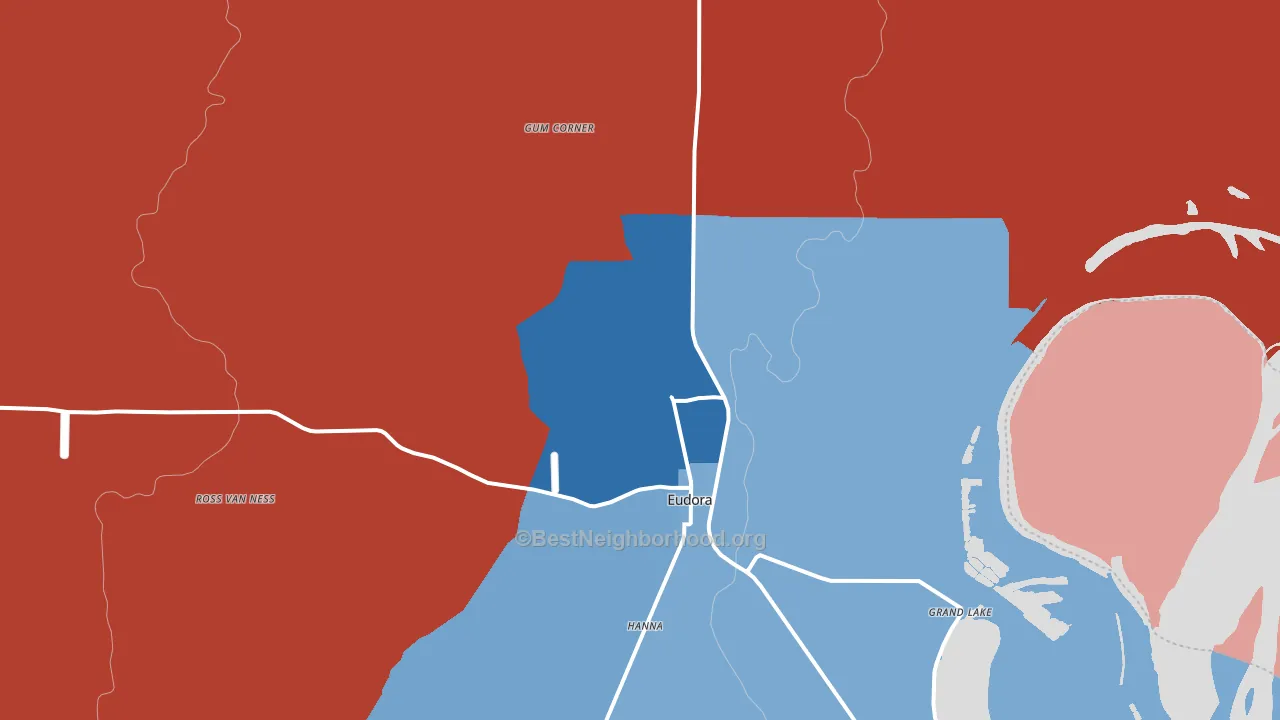 Eudora, AR block-group political-lean map