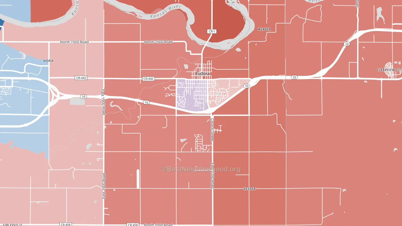 Eudora, KS block-group political-lean map
