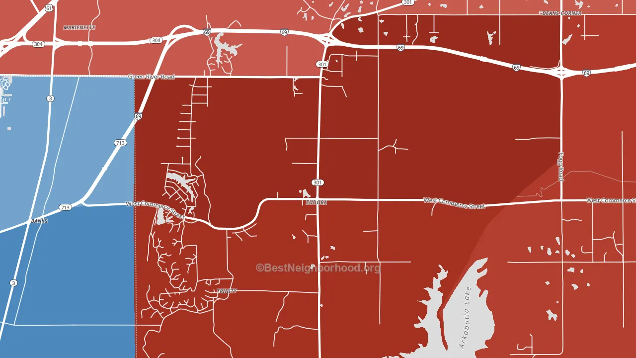 Eudora, MS block-group political-lean map