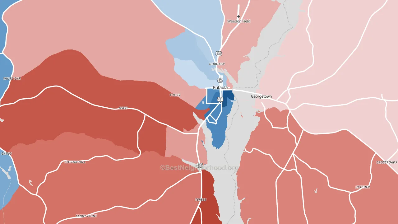 Eufaula, AL block-group political-lean map