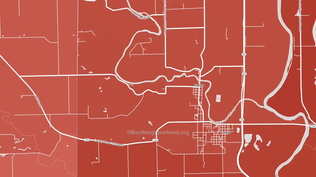 Eugene, IN block-group political-lean map