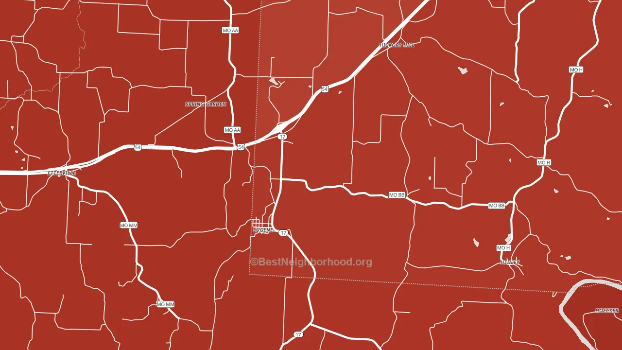 Eugene, MO block-group political-lean map