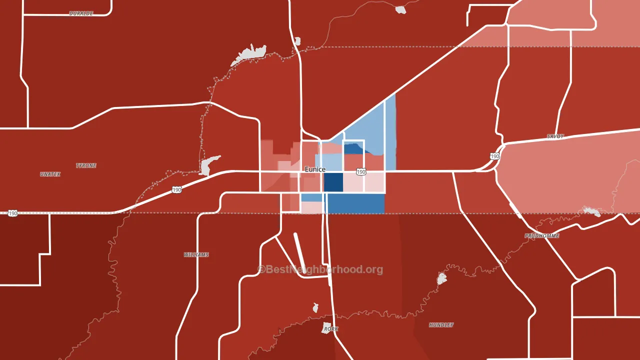 Eunice, LA block-group political-lean map