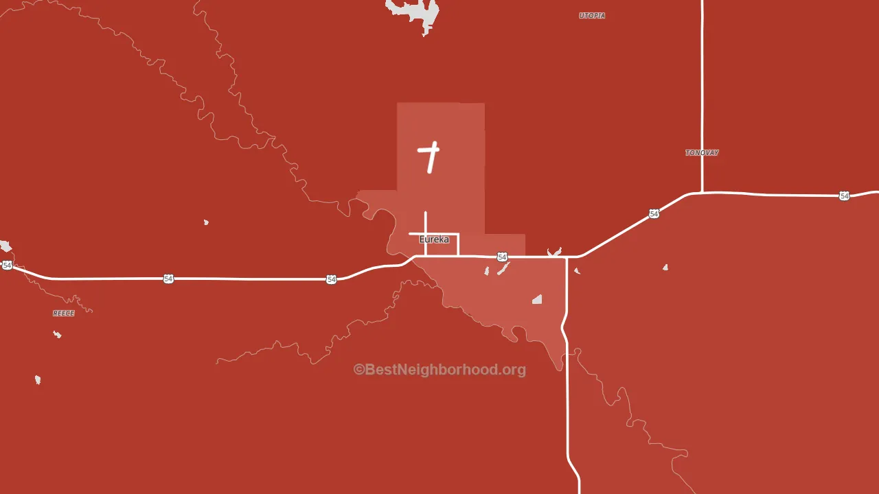 Eureka, KS block-group political-lean map