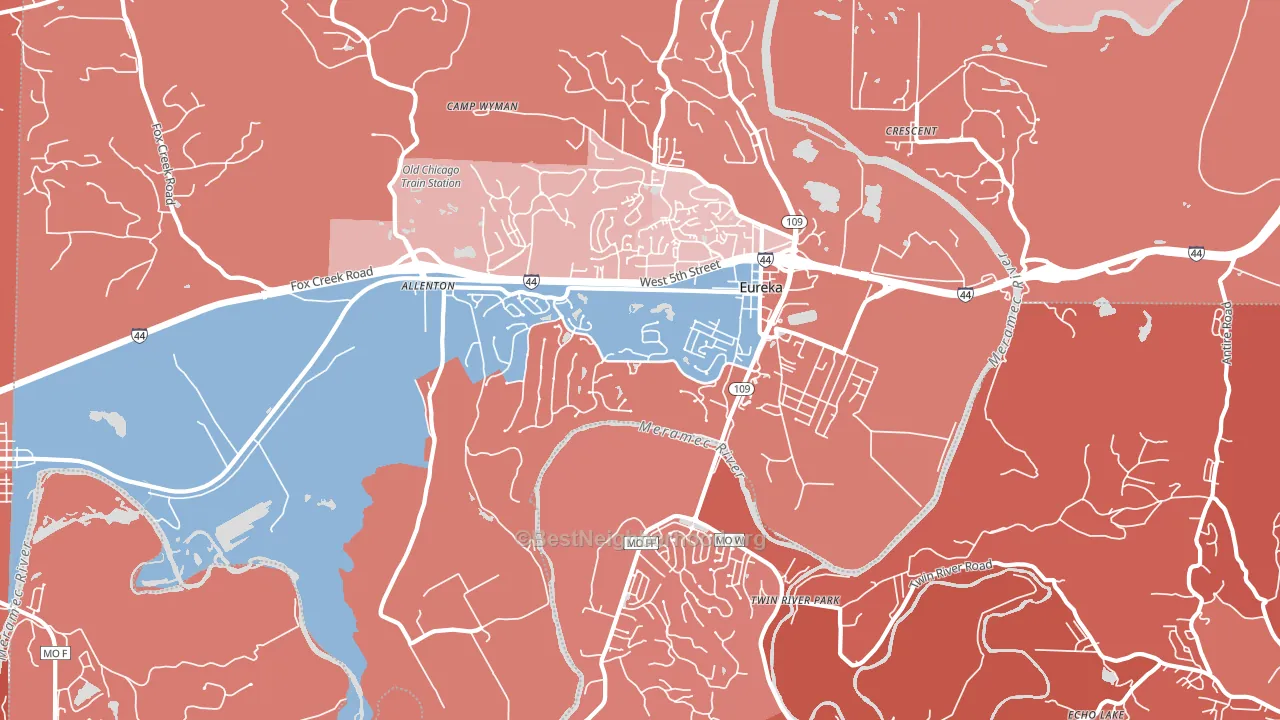 Eureka, MO block-group political-lean map