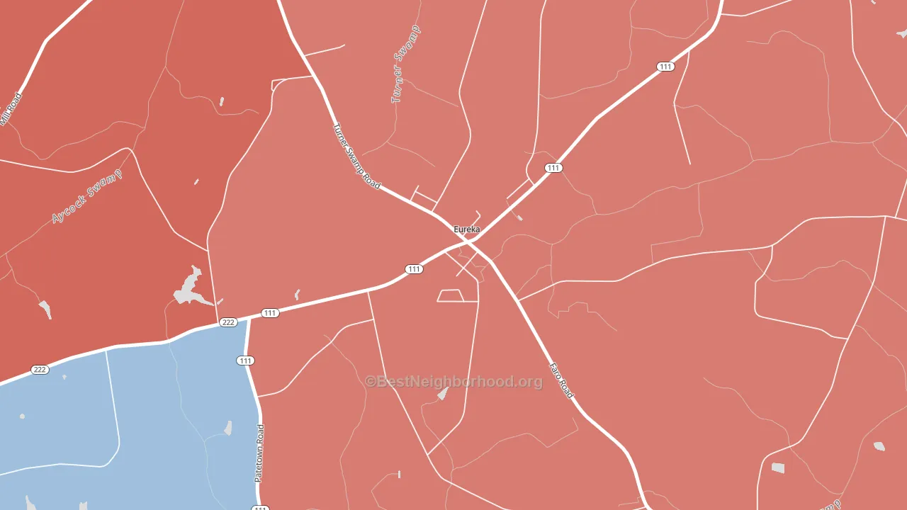 Eureka, NC block-group political-lean map