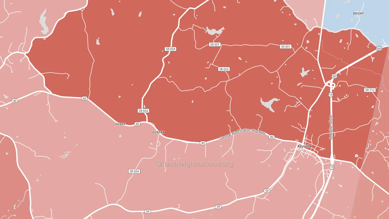 Eureka, VA block-group political-lean map