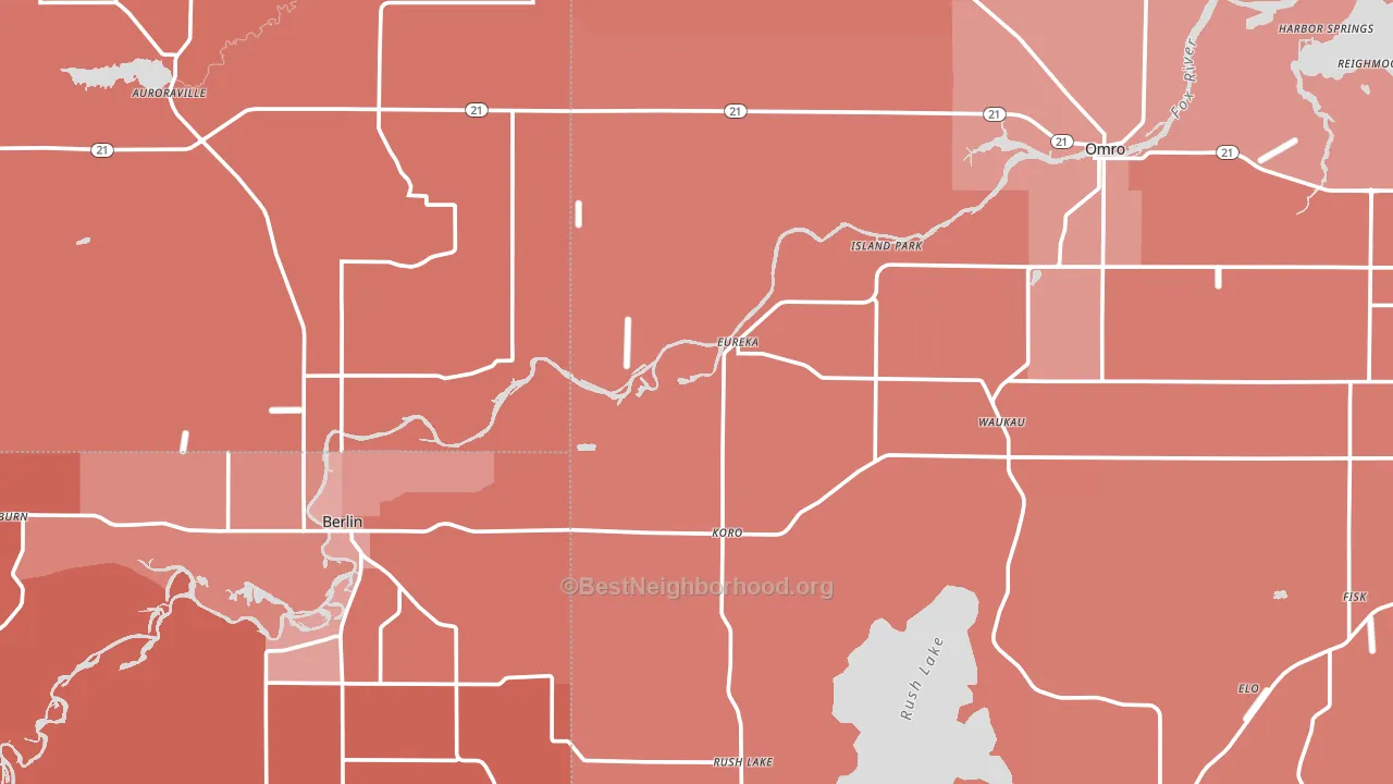 Eureka, WI block-group political-lean map