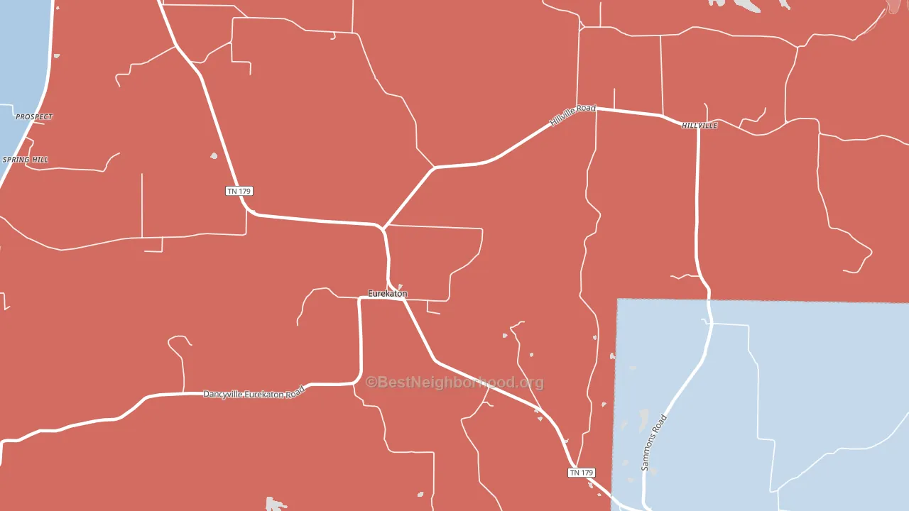 Eurekaton, TN block-group political-lean map