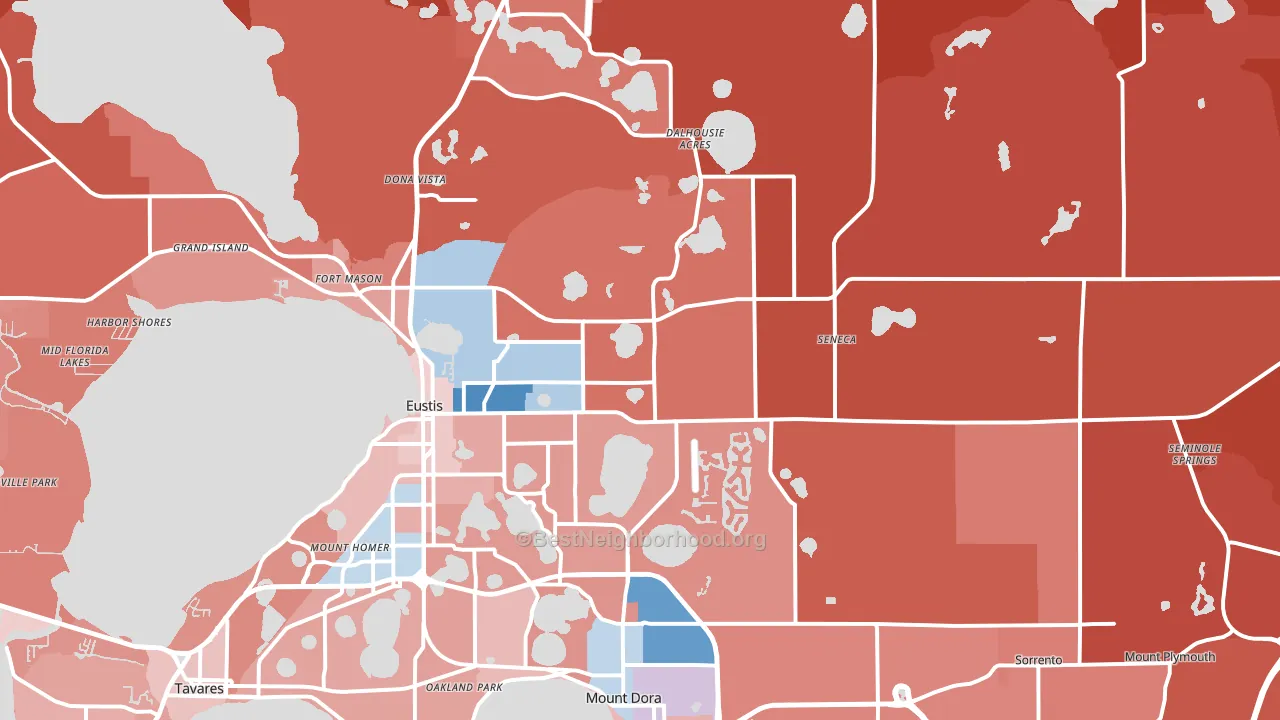 Eustis, FL block-group political-lean map
