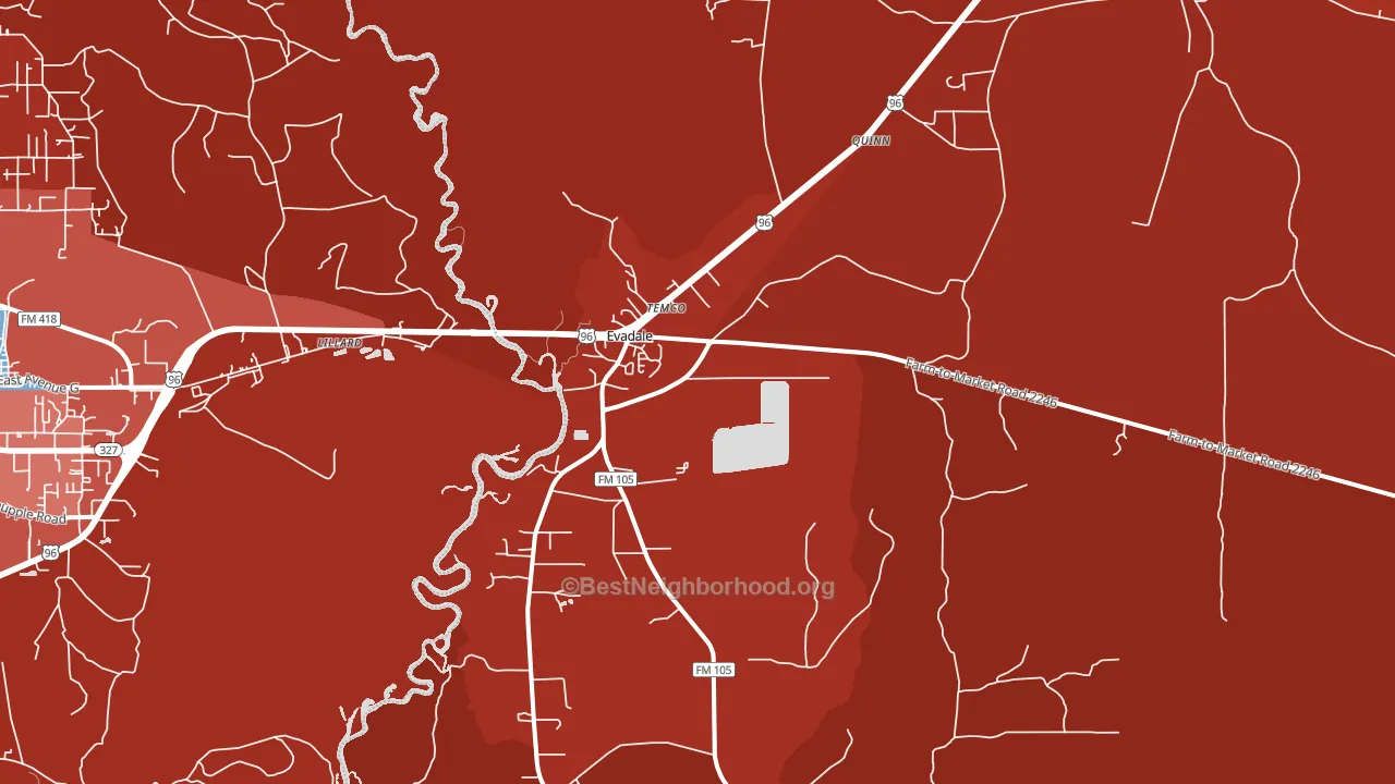 Evadale, TX block-group political-lean map