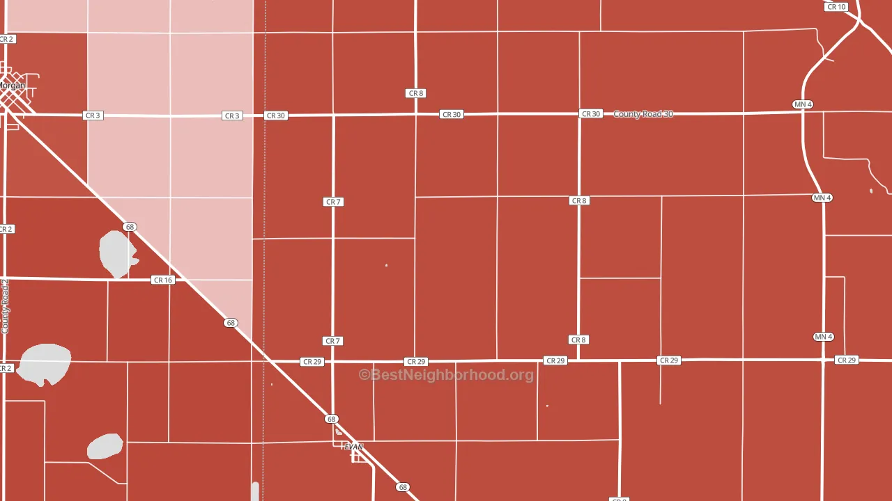 Evan, MN block-group political-lean map