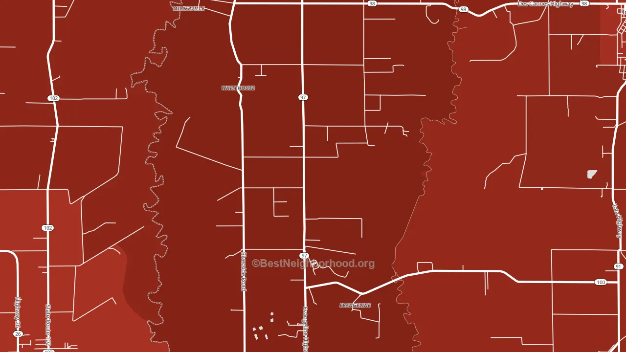 Evangeline, LA block-group political-lean map
