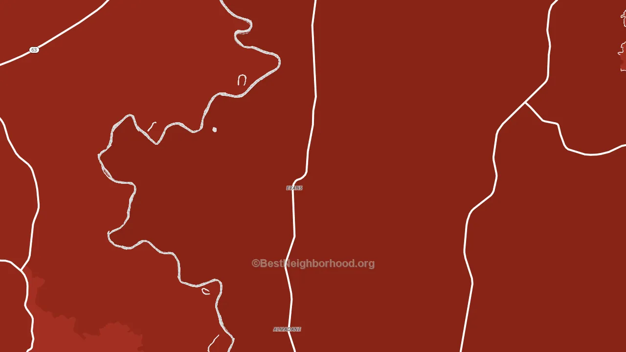 Evans, LA block-group political-lean map