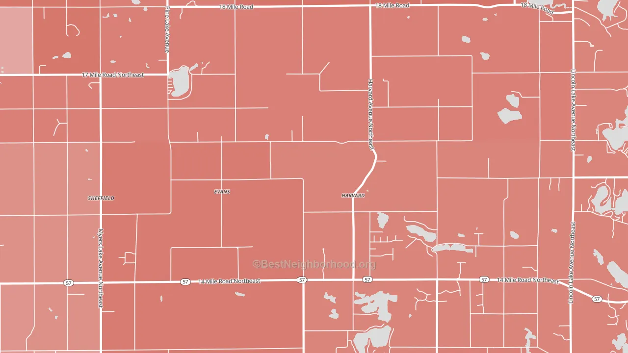 Evans, MI block-group political-lean map