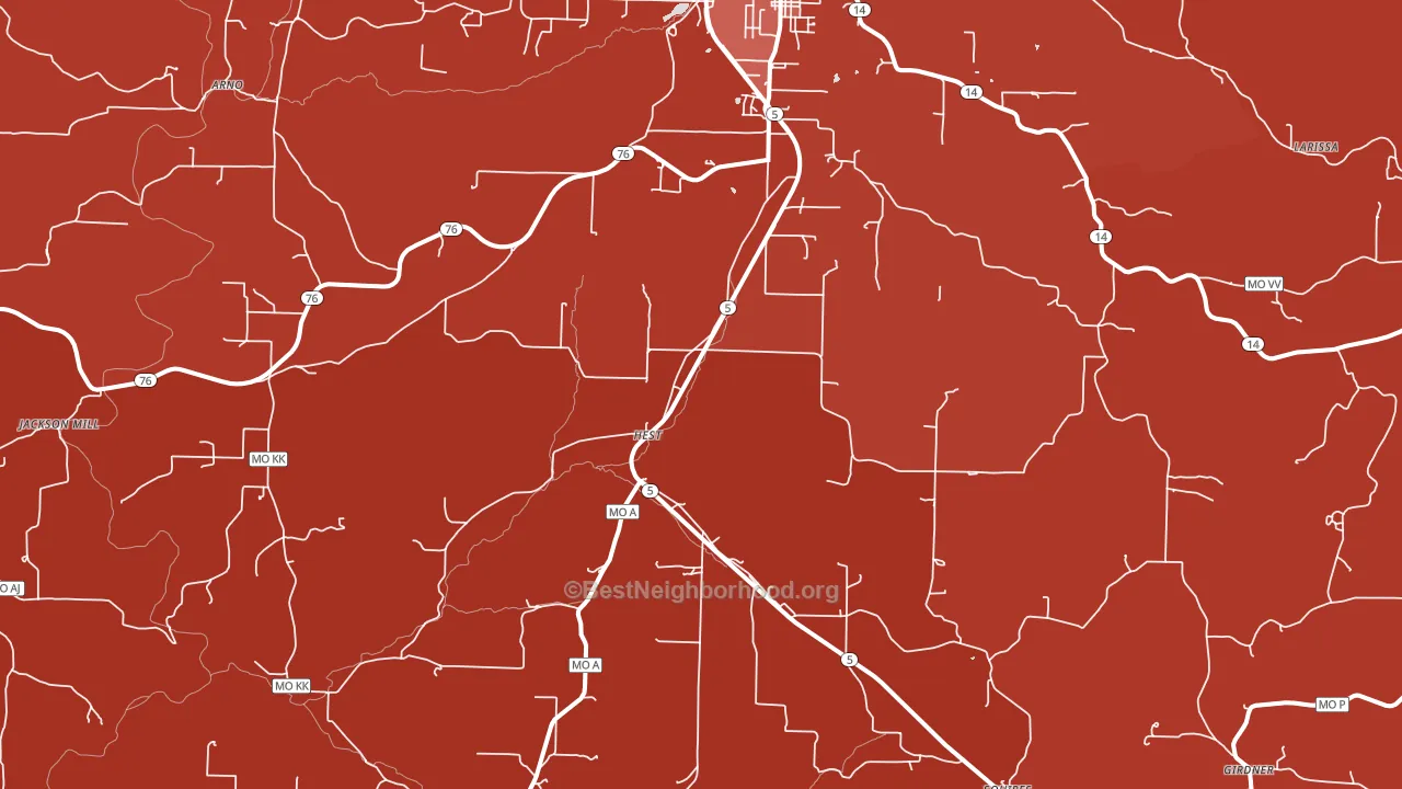 Evans, MO block-group political-lean map