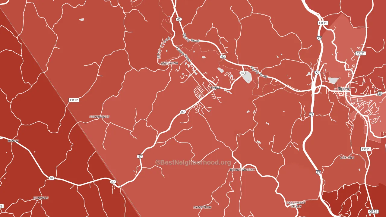 Evans, WV block-group political-lean map