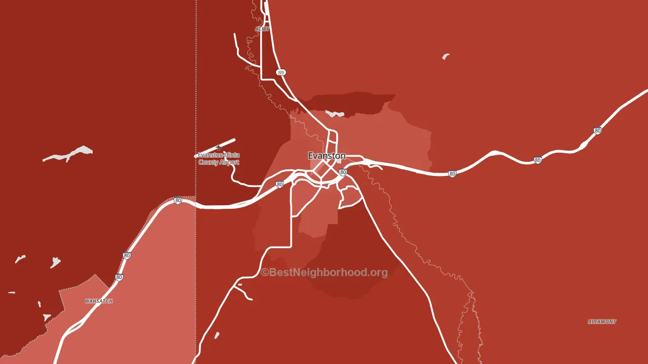 Evanston, WY block-group political-lean map