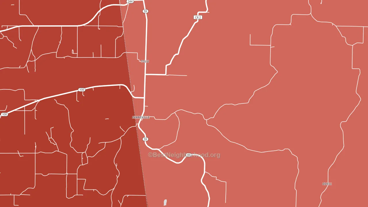 Evansville, AR block-group political-lean map