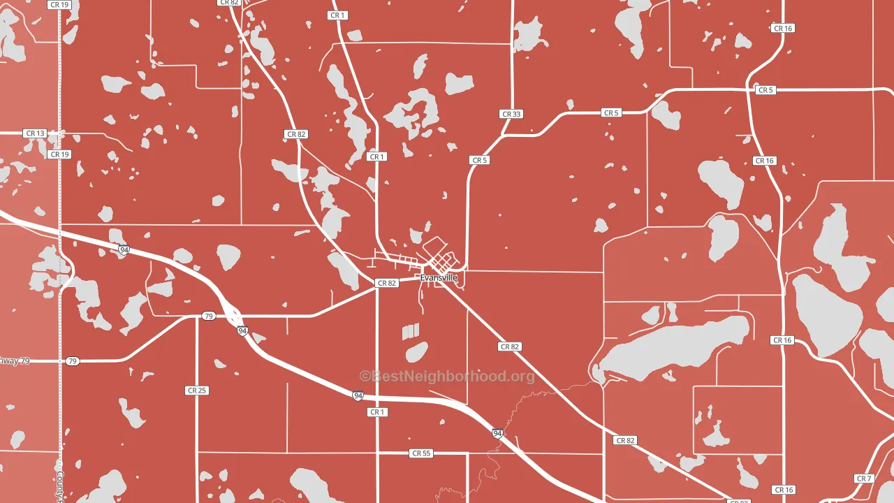 Evansville, MN block-group political-lean map