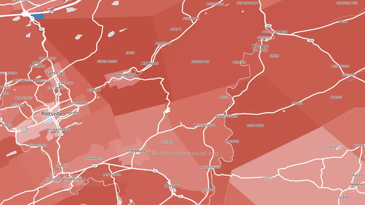 Evansville, PA block-group political-lean map