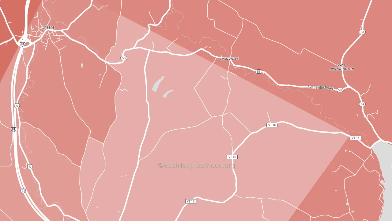 Evansville, VT block-group political-lean map