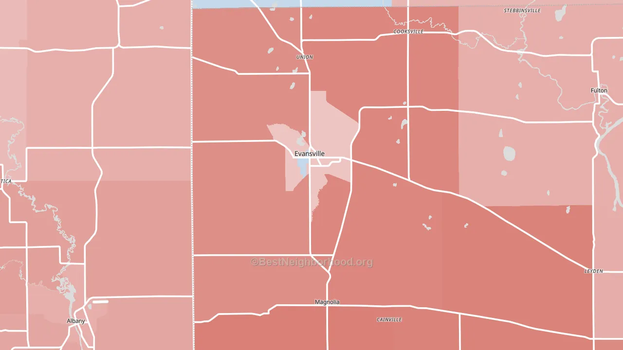 Evansville, WI block-group political-lean map