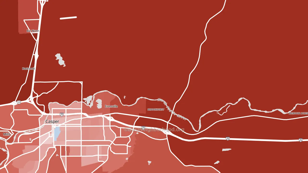 Evansville, WY block-group political-lean map