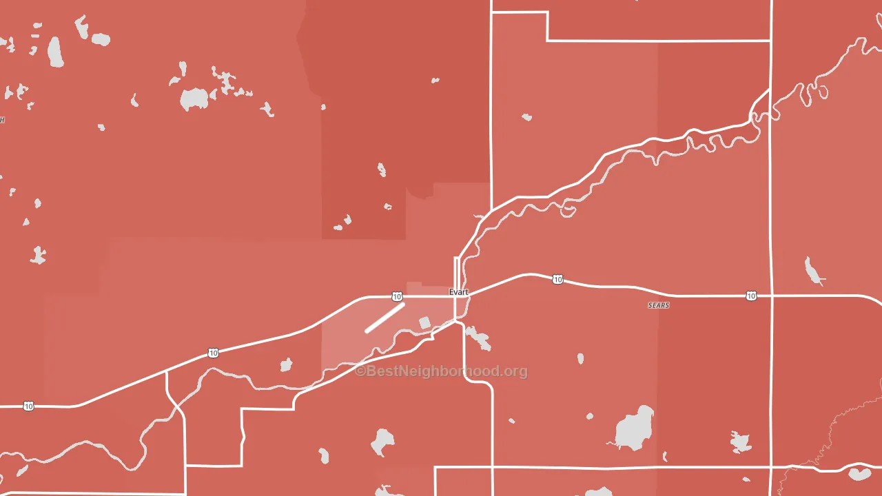 Evart, MI block-group political-lean map