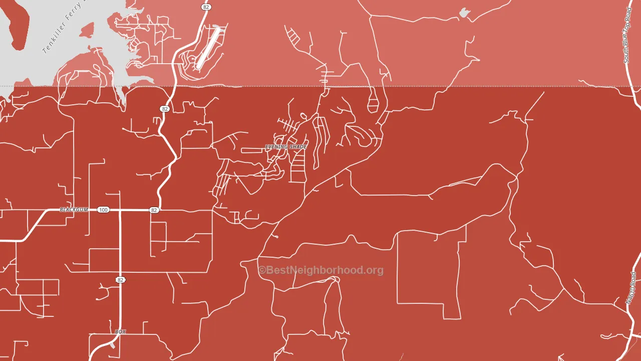 Evening Shade, OK block-group political-lean map