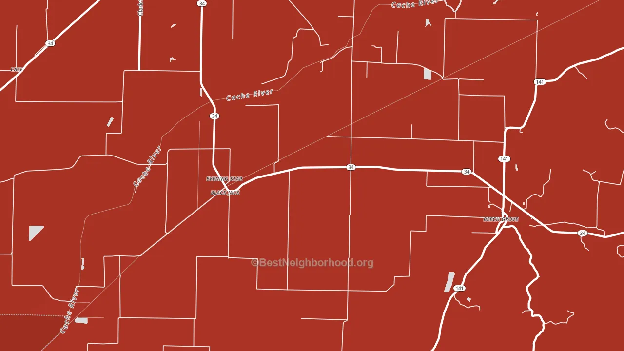 Evening Star, AR block-group political-lean map
