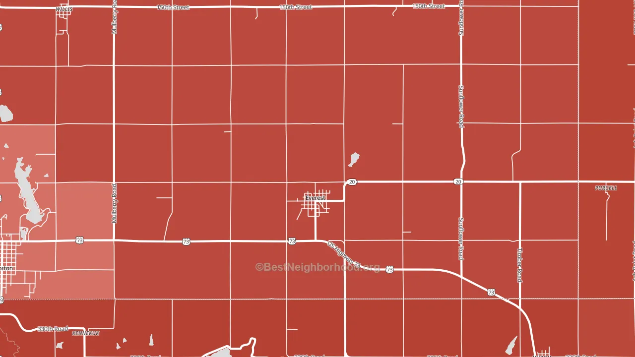 Everest, KS block-group political-lean map