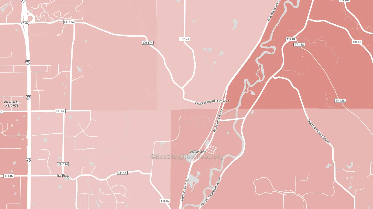 Everett, OH block-group political-lean map