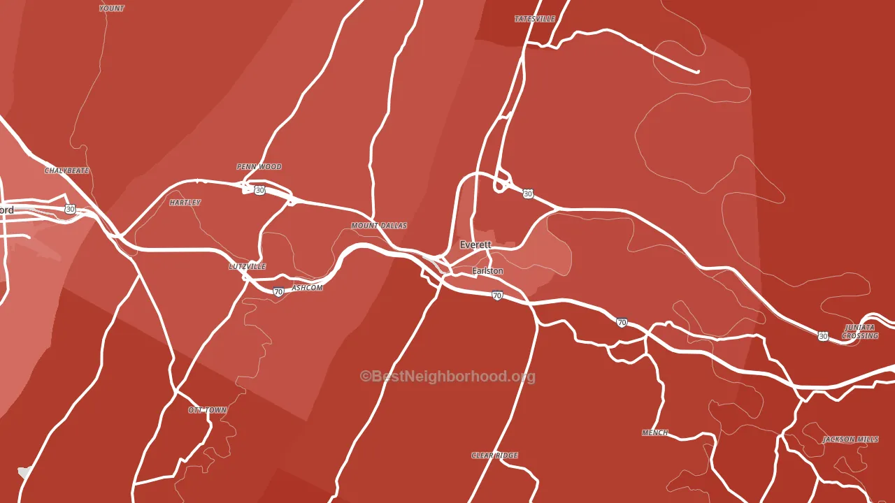 Everett, PA block-group political-lean map